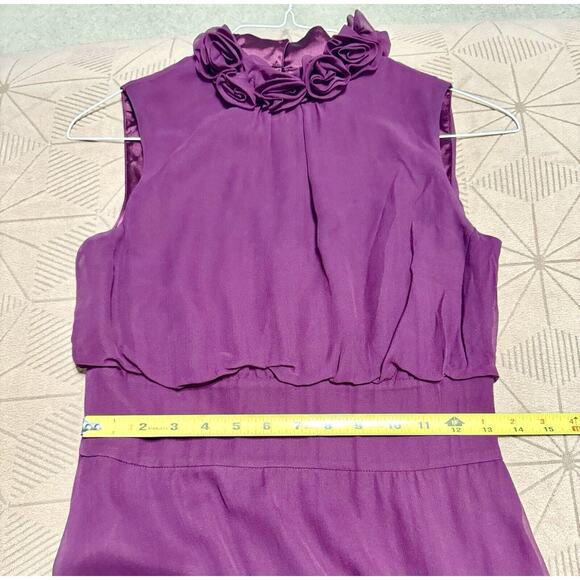 Antonio Melani Silk Dress with Flower Detail Around Neck - Size 4 - Picture 13 of 13